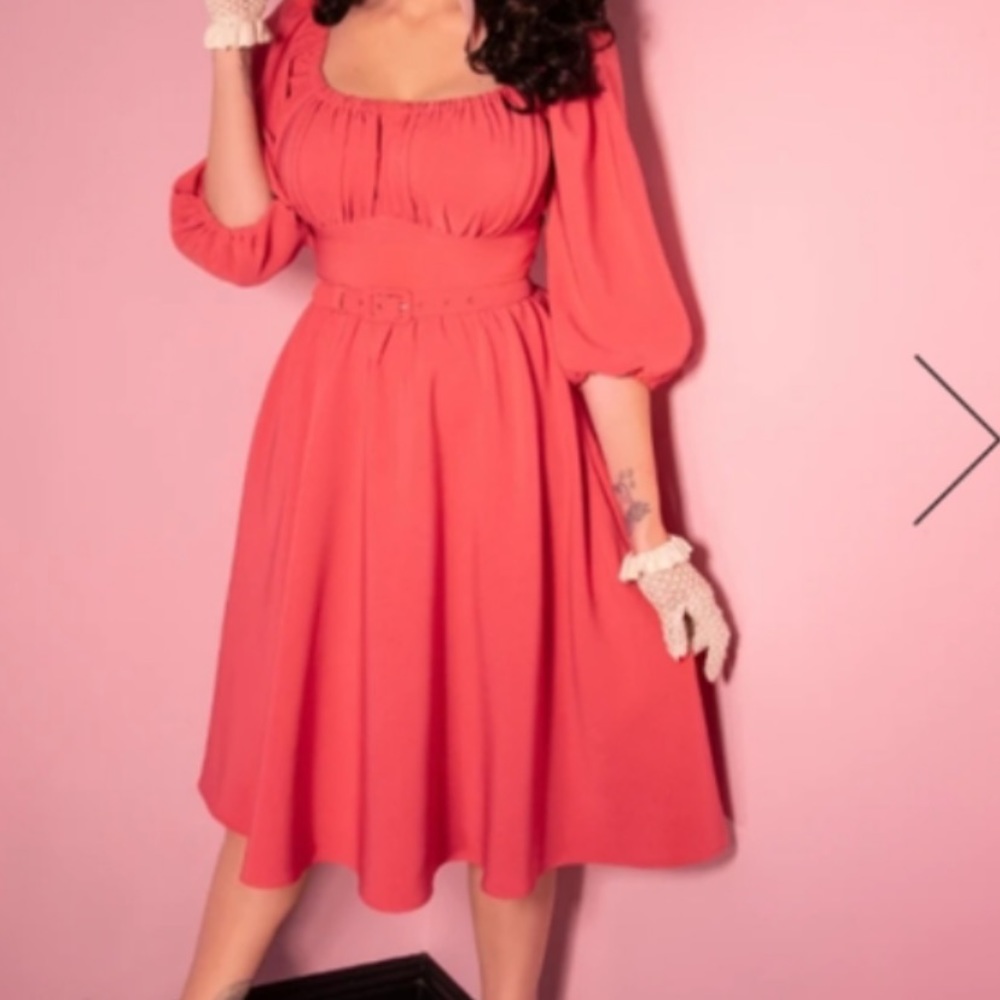 Vixen by Micheline Pitt Vacation dress in coral 2x